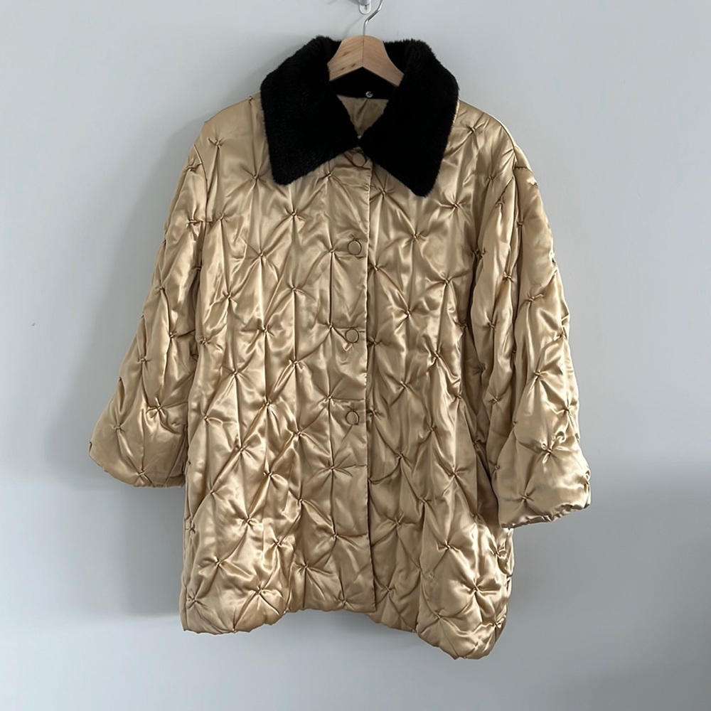 Elegant Gold Quilted Women's Coat